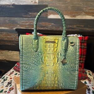 EUC Seafoam Green Crocodile-Embossed Duxbury Handbag